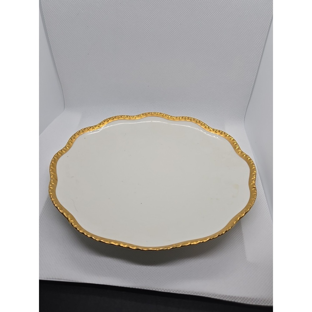 VTG‎ C1900 FRANCE HAVILAND LIMOGES 7.5" WHITE GOLD TRIM LUNCHEON PLATE